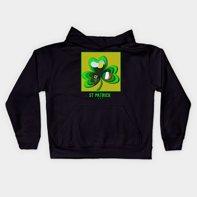 st patricks day - clover Kids Hoodie by iniandre